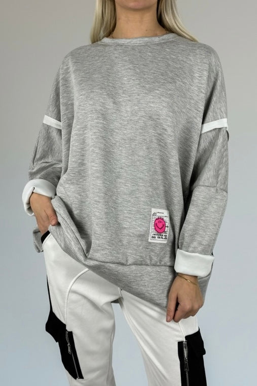 Oversize Sweatshirt mit Patch-Detail-Grau