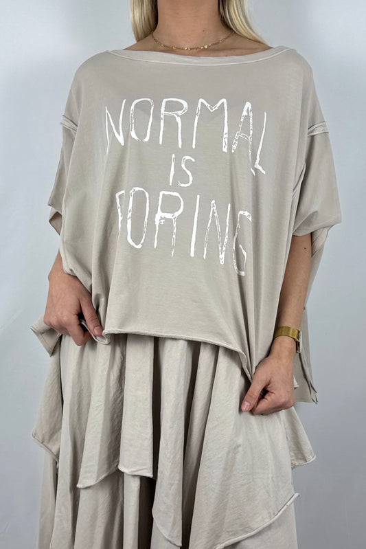 Oversize Shirt mit Statement Print-Beige