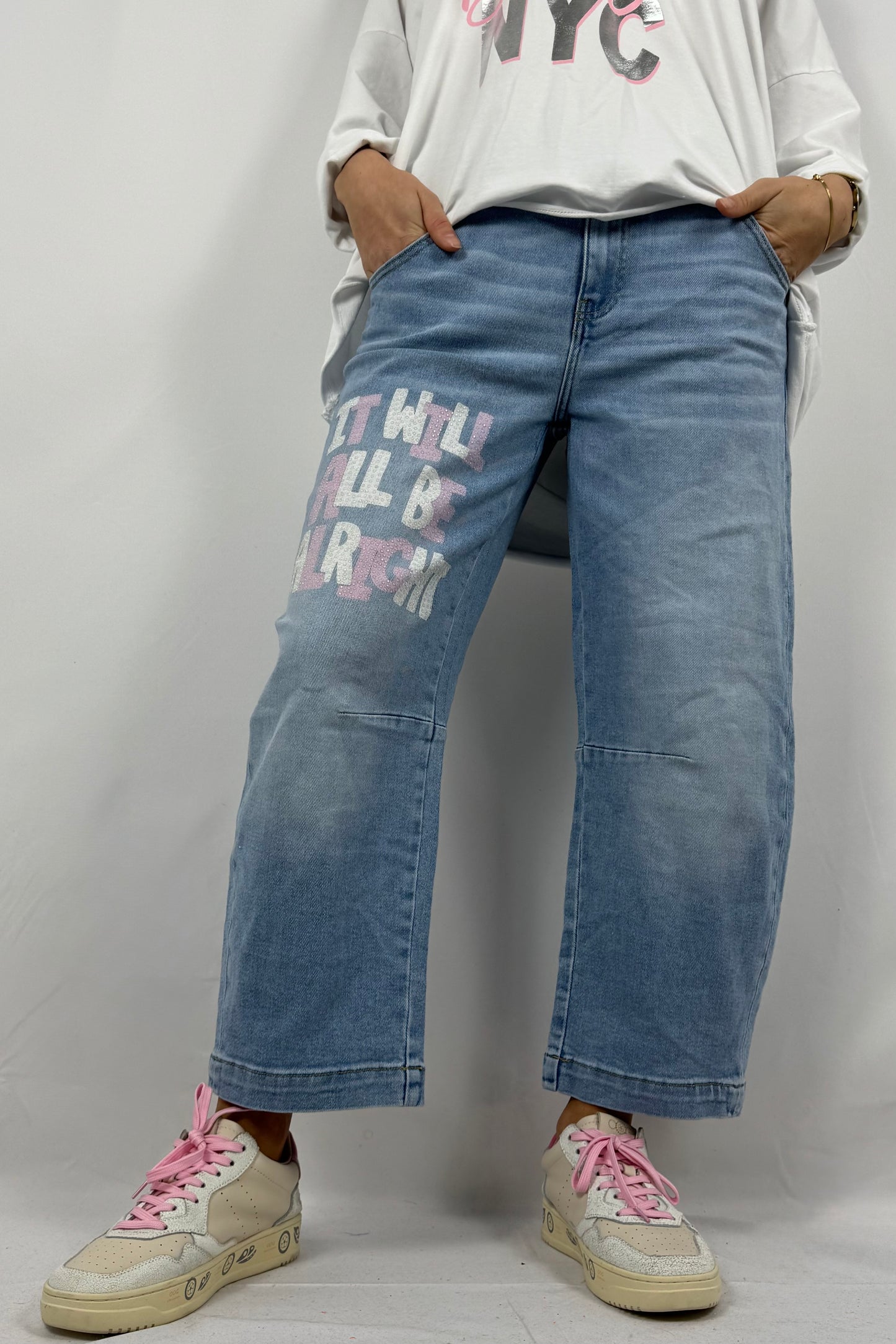 Damen Jeans mit Print IT WILL ALL BE ALRIGHT