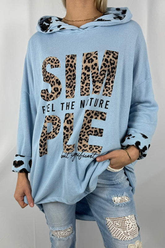 Oversize Hoodie mit Print-Hell Blau