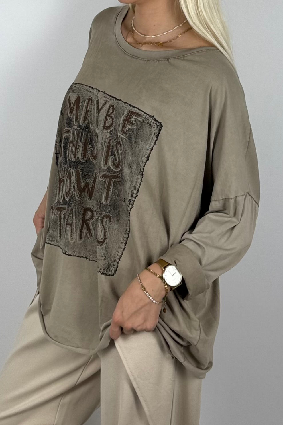 Damen Oversize Shirt „Maybe This Is How It Starts“ – Mud