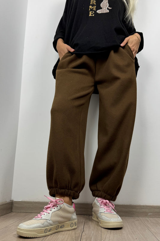 Damen Hose mit Gummibund und weitem Bein –Choco