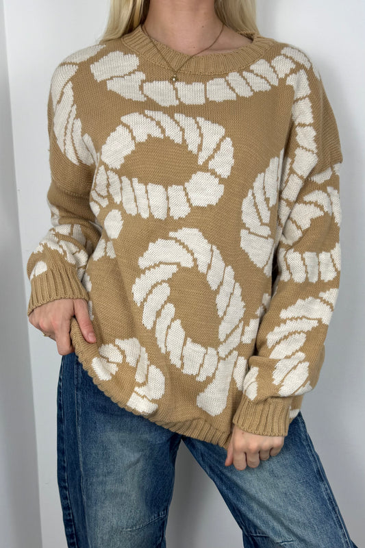 Pullover mit modernem Muster-cammel