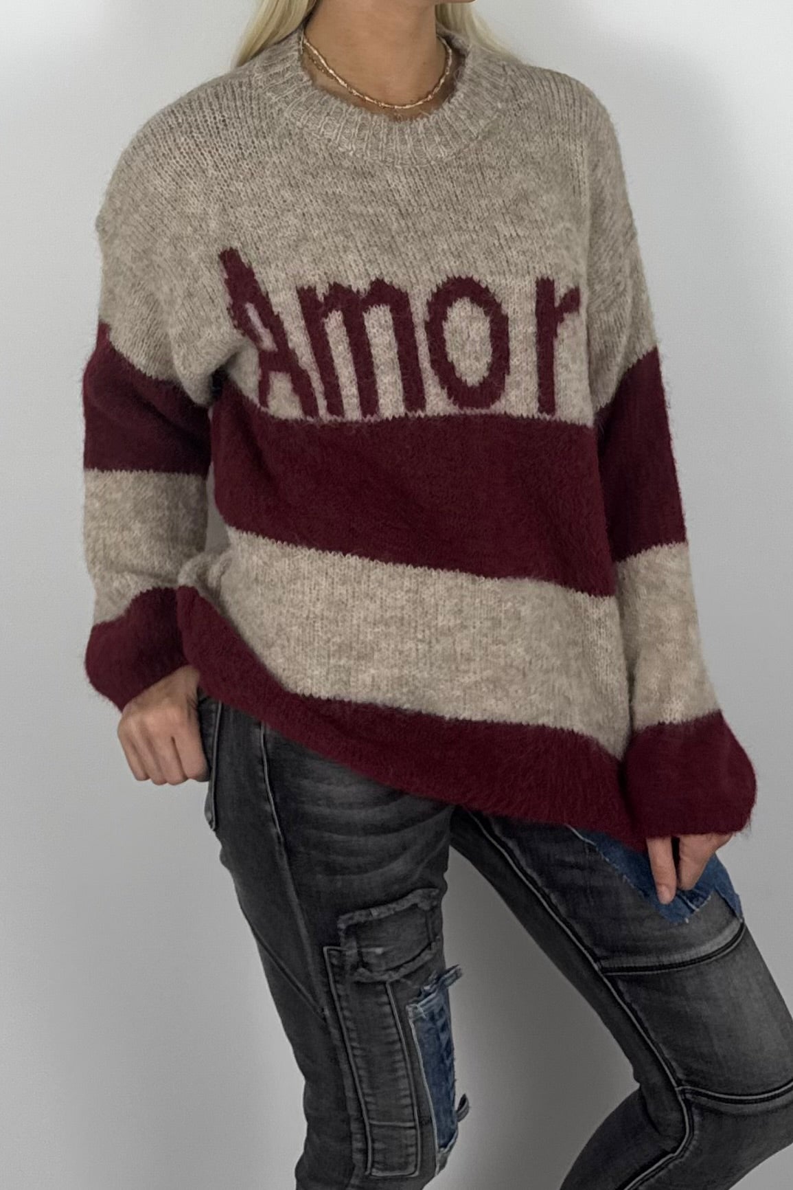 Damen Strickpullover „Amore“ –Bordeaux