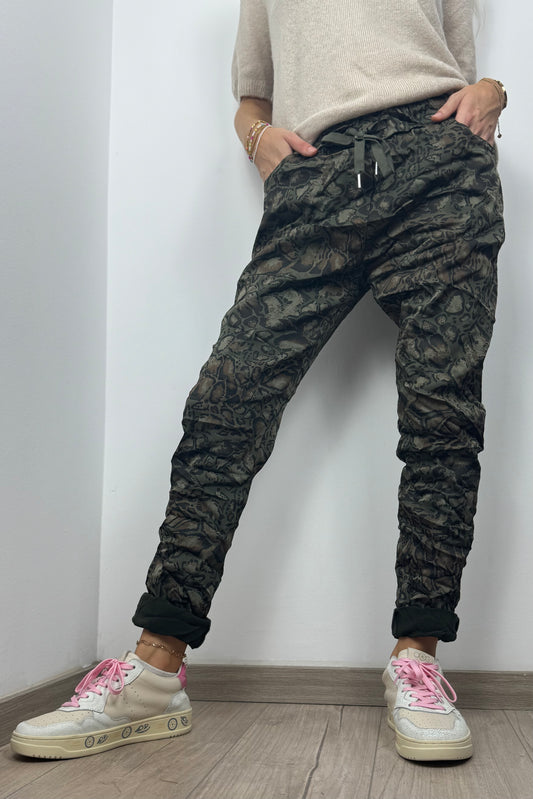 Damen Hose im Animal-Print mit elastischem Bund