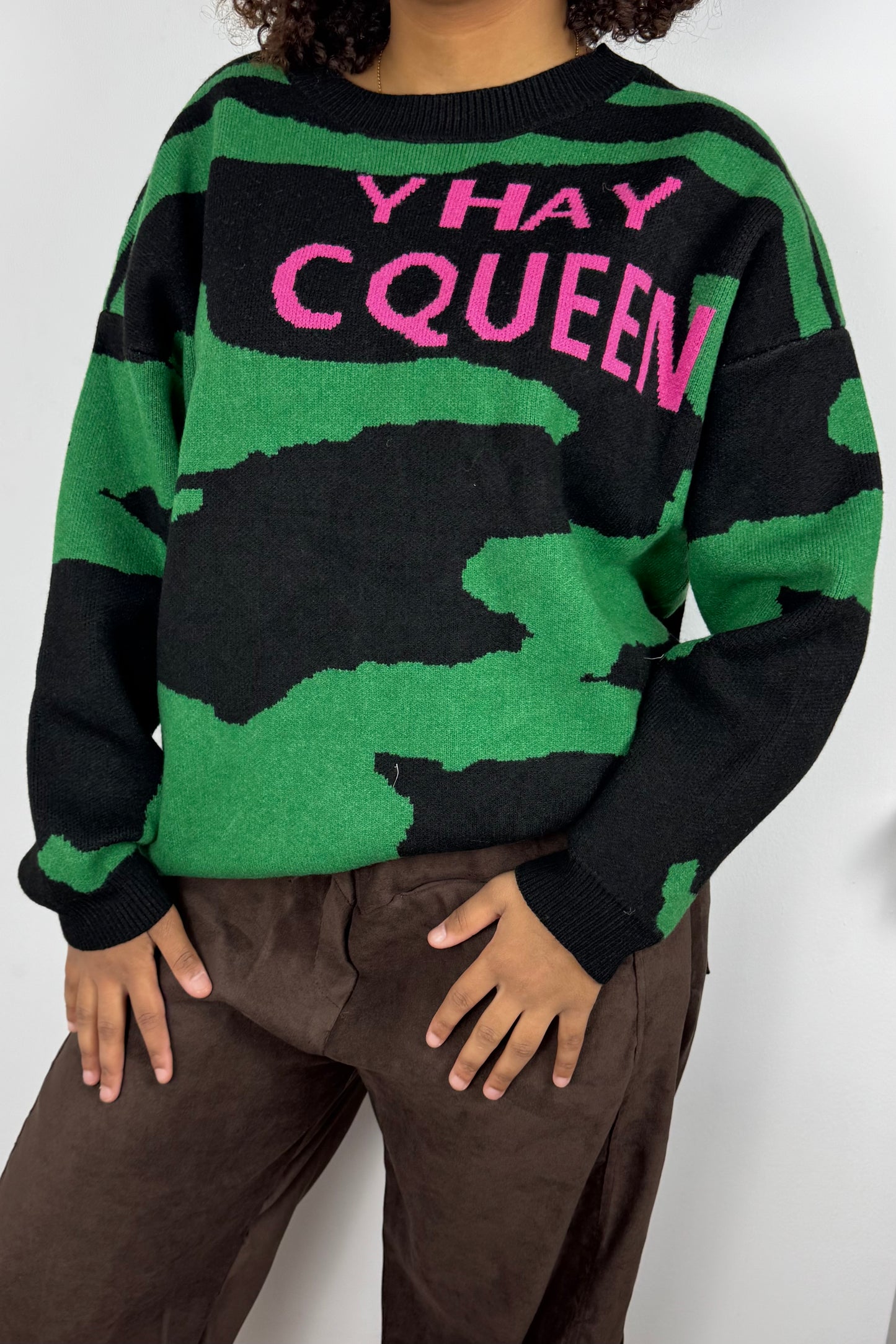 Strickpullover „Y Hay Queen“ – grün