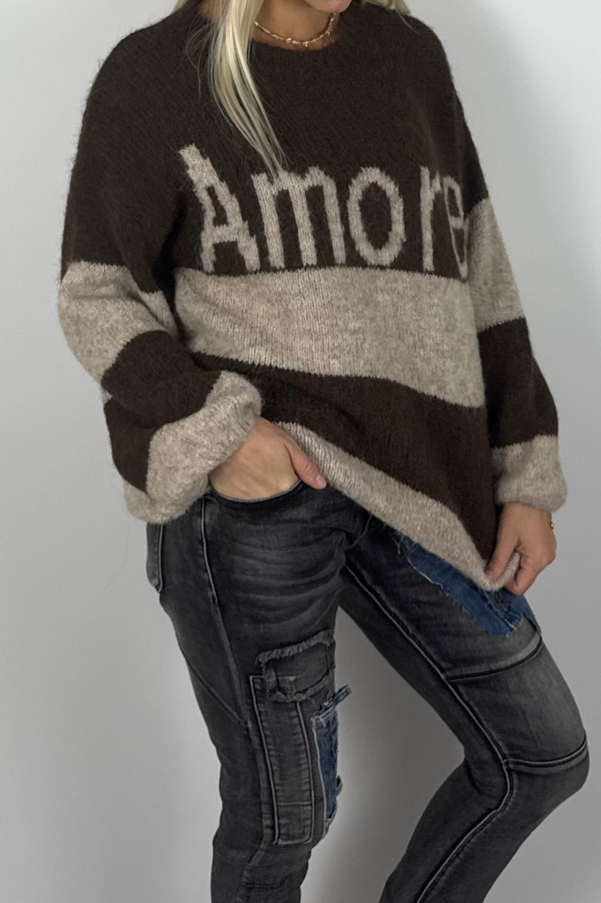 Damen Strickpullover „Amore“ –Schoko