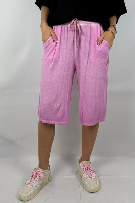 Jersey-Shorts mit Statement-Tasche-Rosa