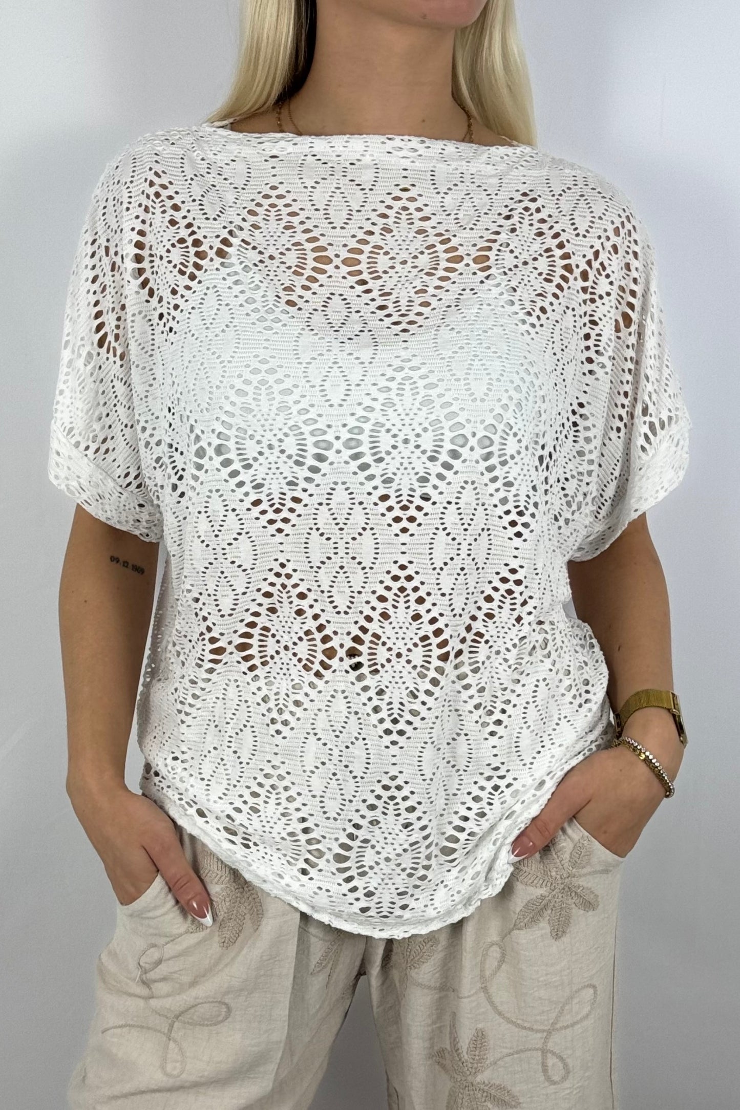 Häkelshirt im Boho-Look – luftig & stilvoll-Weiß