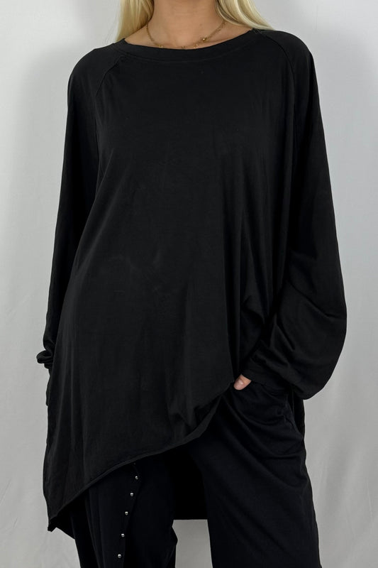 Oversize-Shirt „STYLE“ mit Leo-Print auf dem Rücken-Schwarz