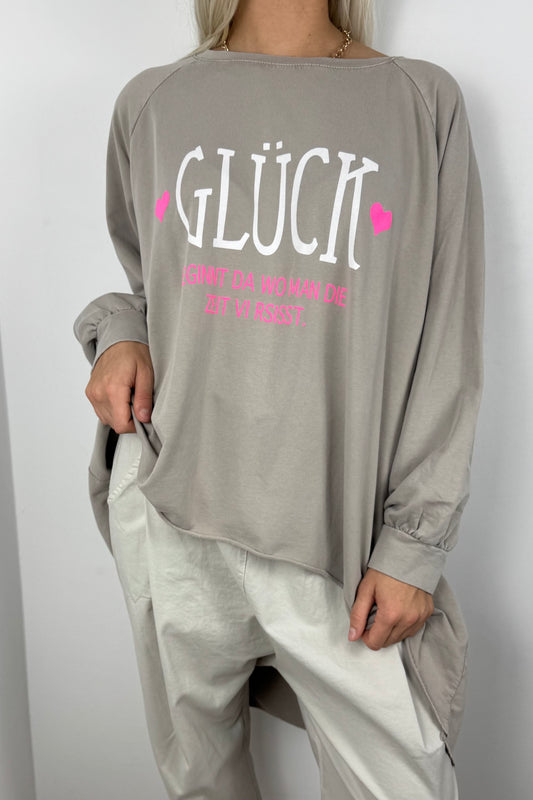 Oversize Shirt „Glück“ –Mud