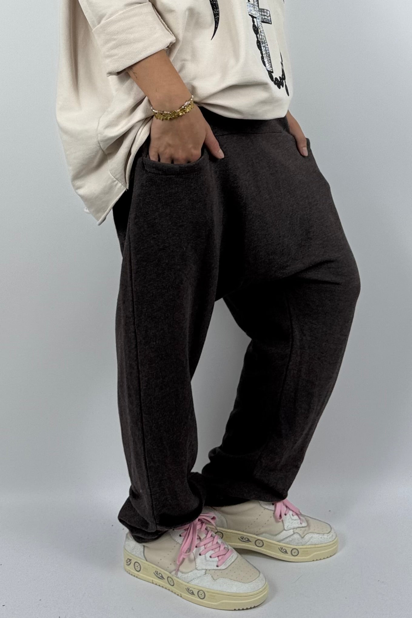 Lässige Baggy-Hose mit Taschen – Schoko
