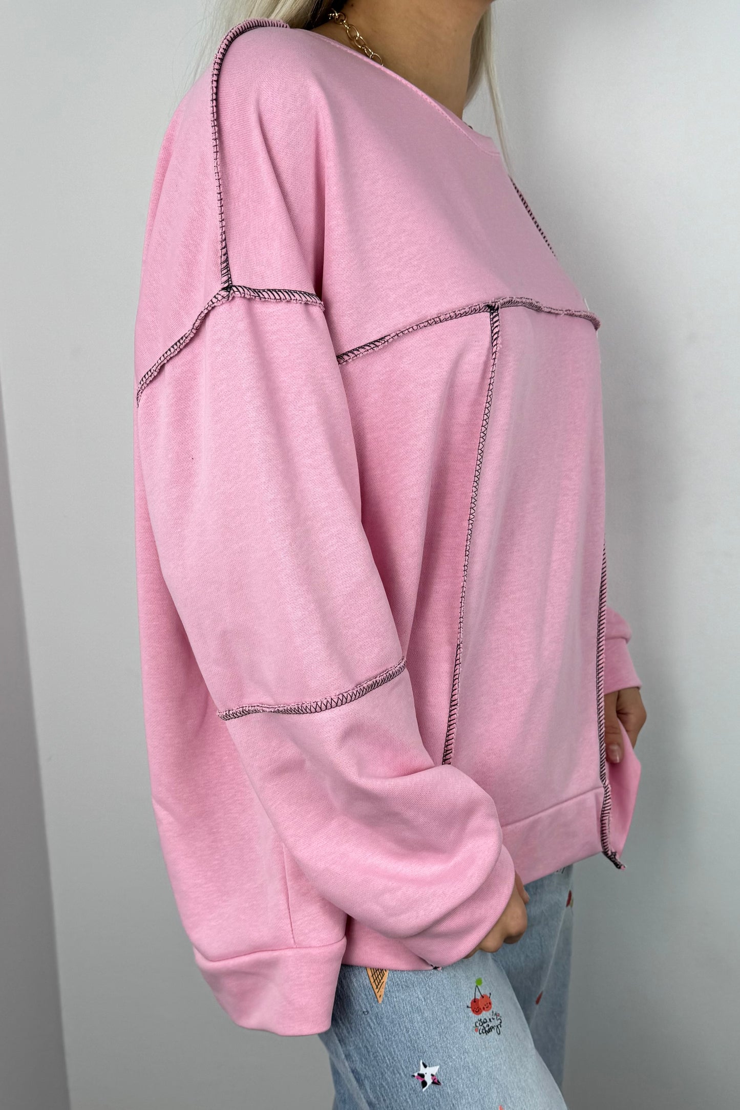 Oversize Sweatshirt „One Love“ – Rosa