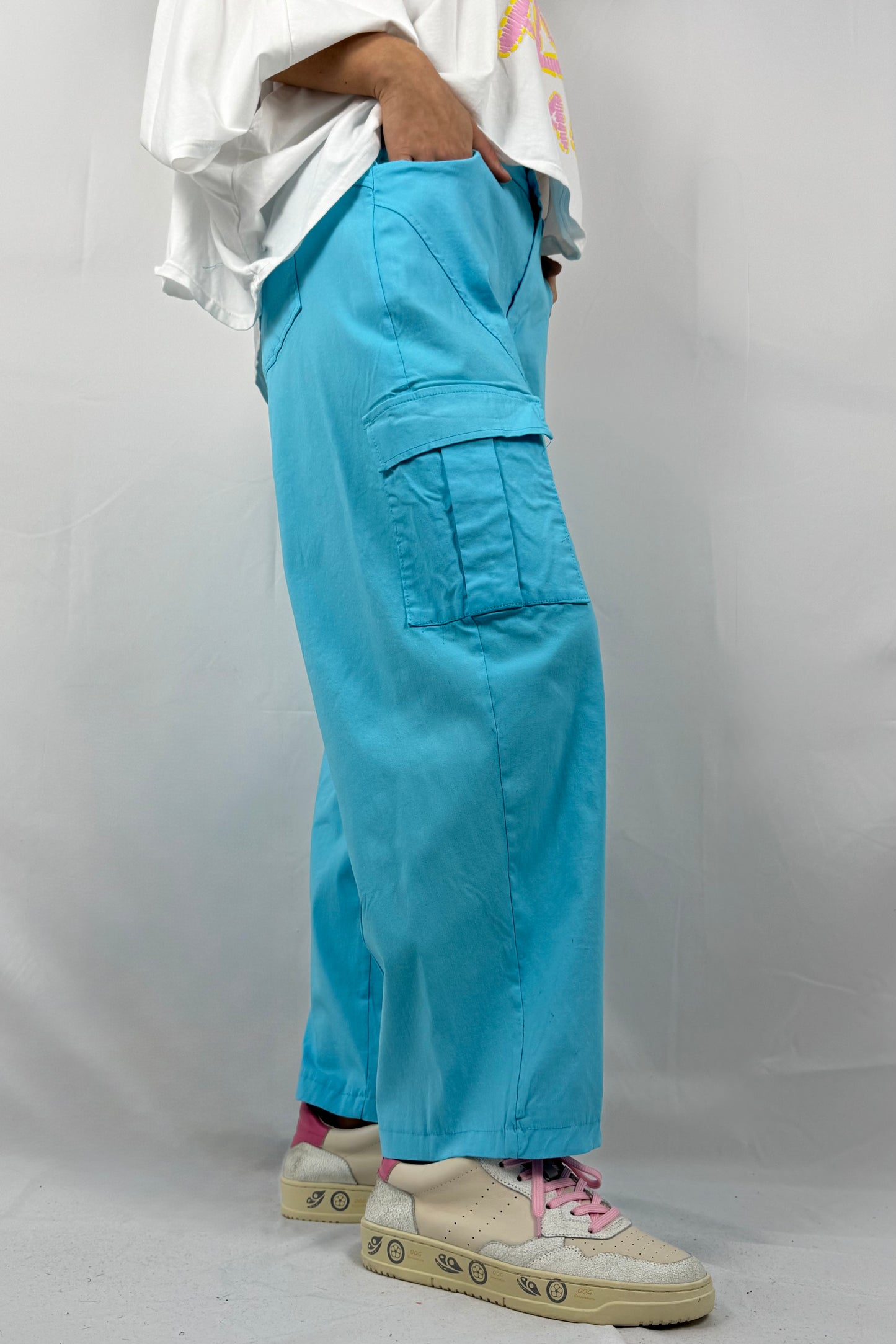 Damen Cargo Hose Oversize –Türkis