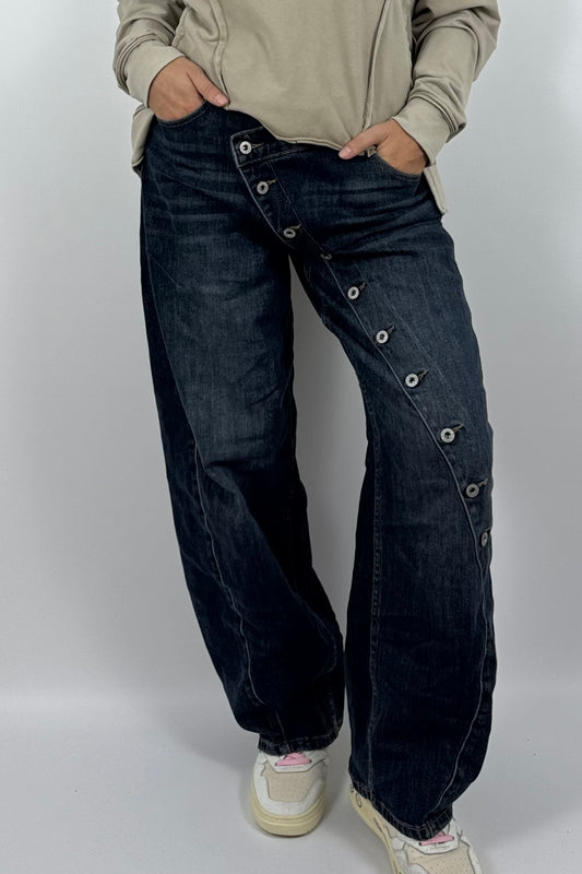 Damen Boyfriend Jeans mit seitlicher Knopfleiste