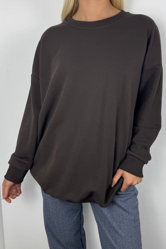 Oversized Sweatshirt mit Statement-Stickerei-Choco
