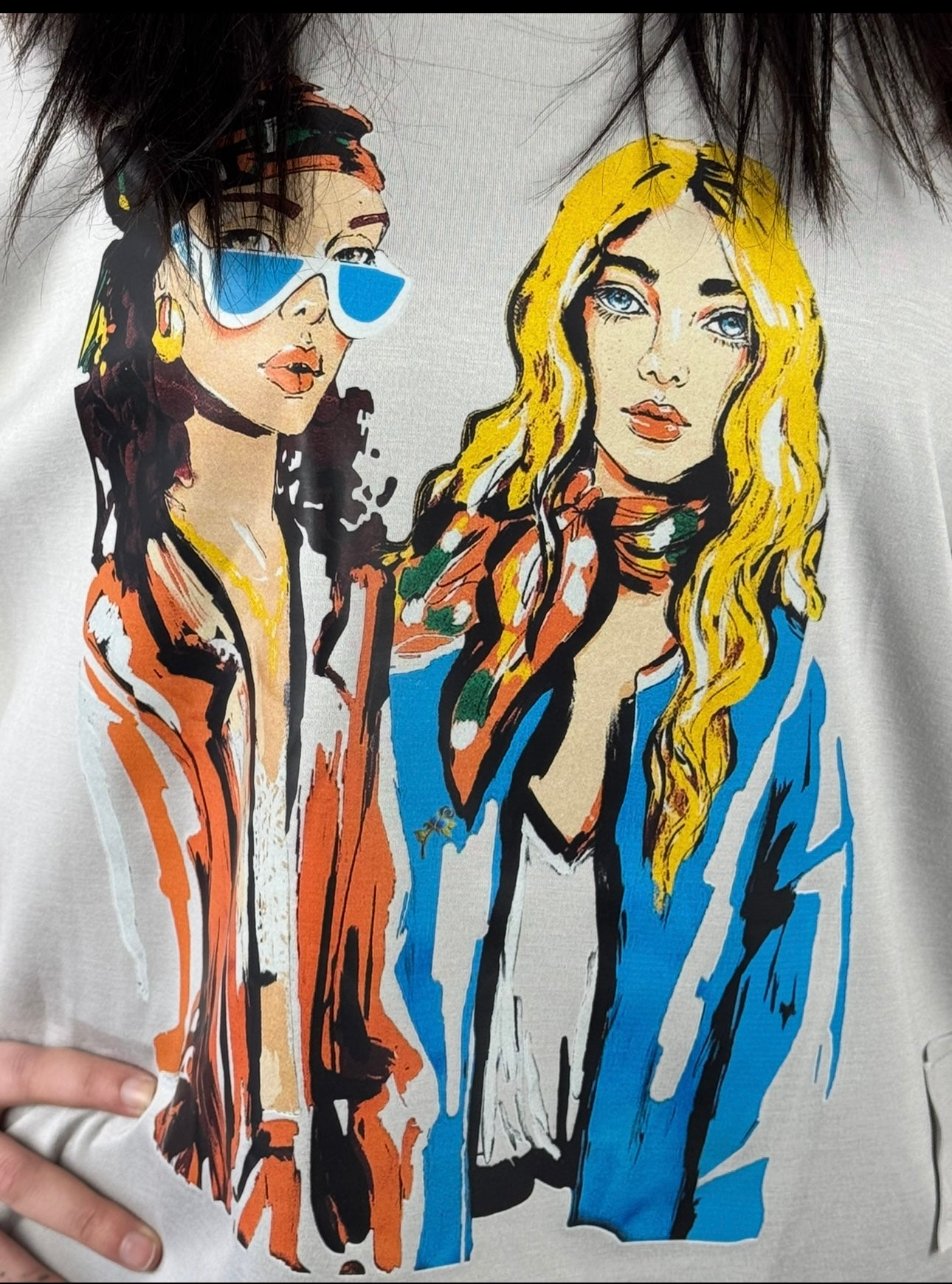 Damen-Sweatshirt mit Frontprint – Blau | Casual Look