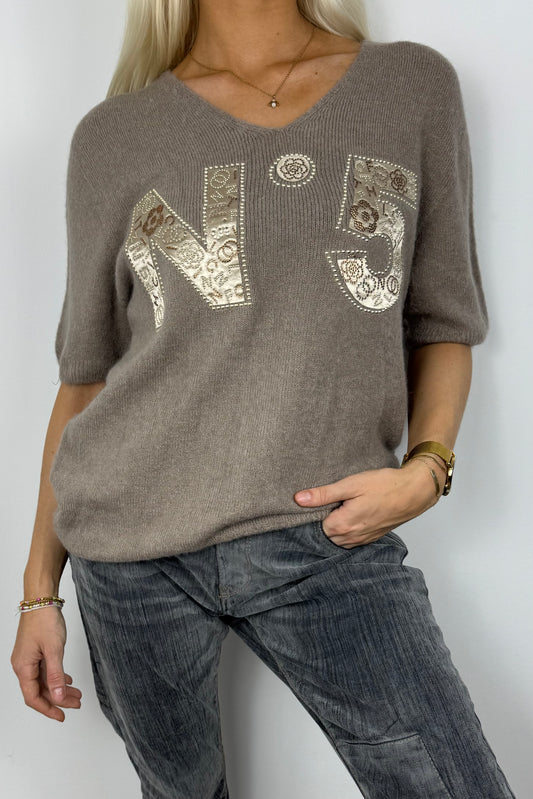 Strick-Shirt mit „N°5“ Stickerei –MUD