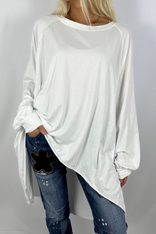 Oversize Longshirt „Wild at Heart“-Weiß