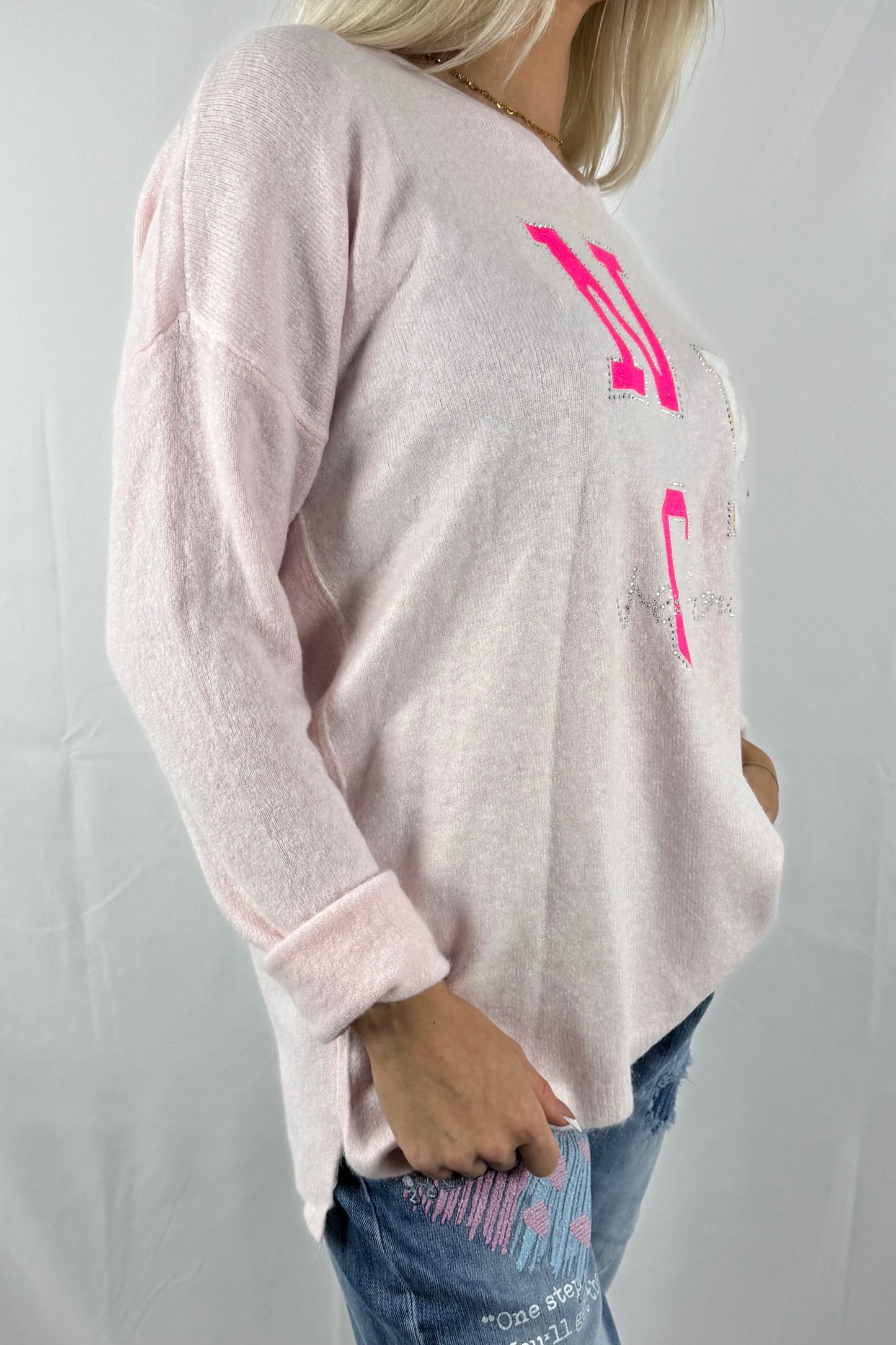 Oversize Shirt mit NYC-Print –Rosa