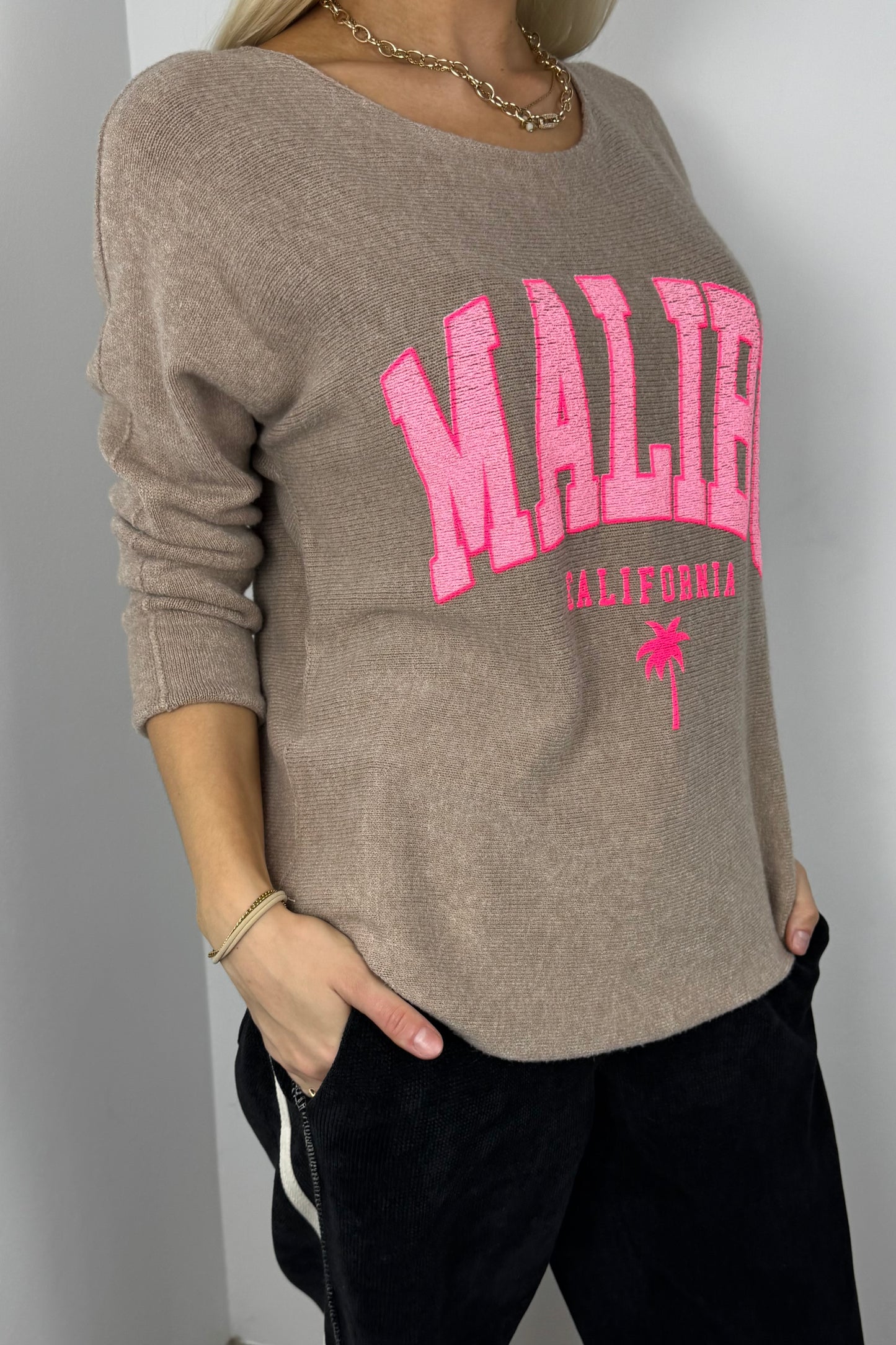 Damen Shirt mit Malibu-Print und lockerem Schnitt-Cammel