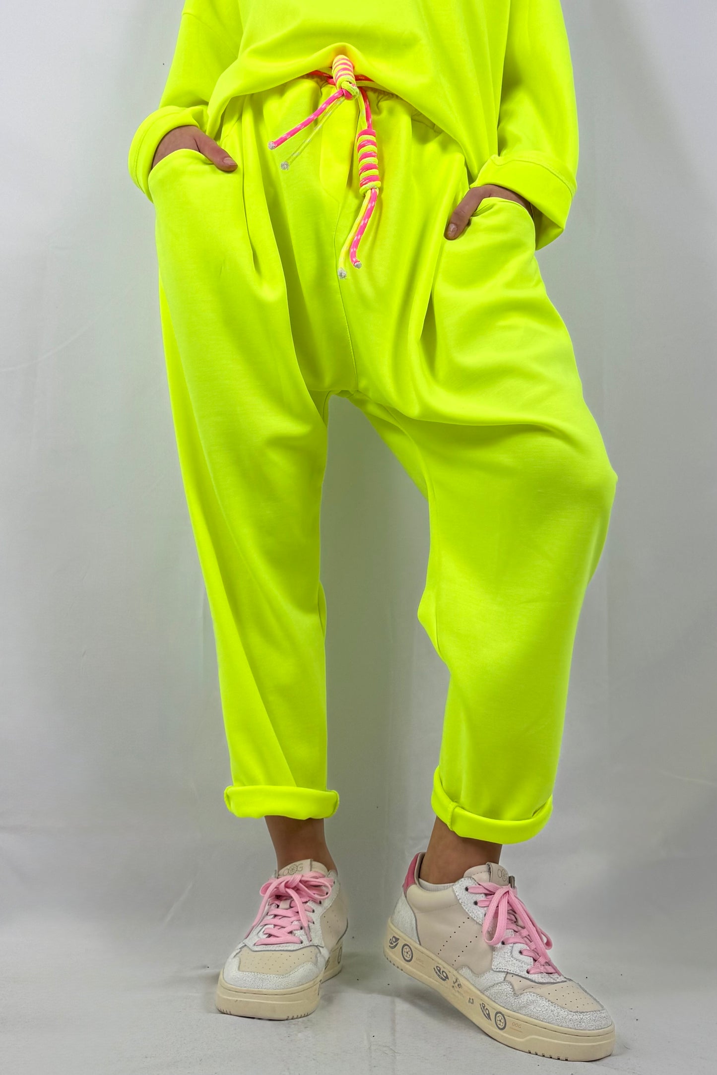 Lässige Jogpants mit Kordel-Detail –Neon Gelb