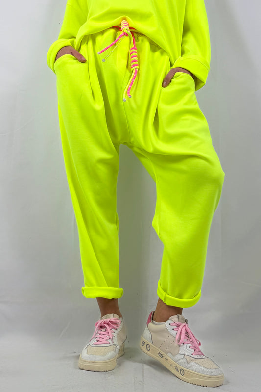 Lässige Jogpants mit Kordel-Detail –Neon Gelb