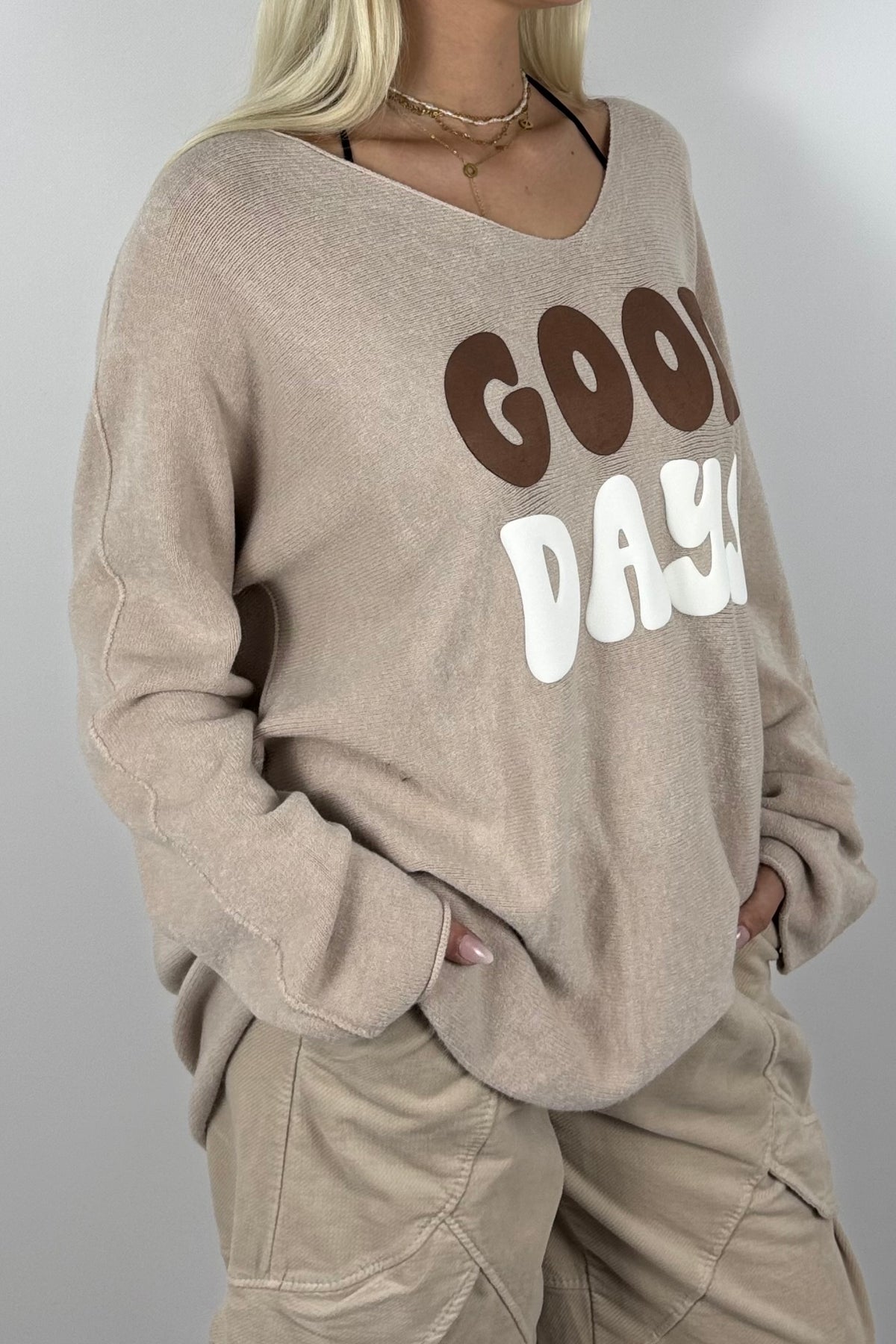 GOOD DAYS Shirt / Feinstrick-Pullover-Beige