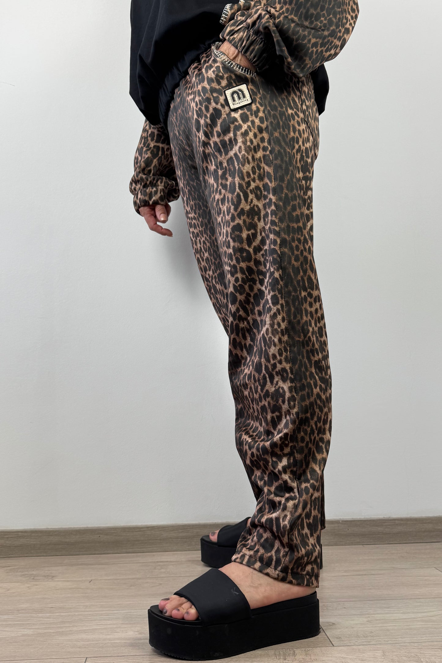 Stylische Damenhose mit Animal-Print und Tunnelzug – Einheitsgröße