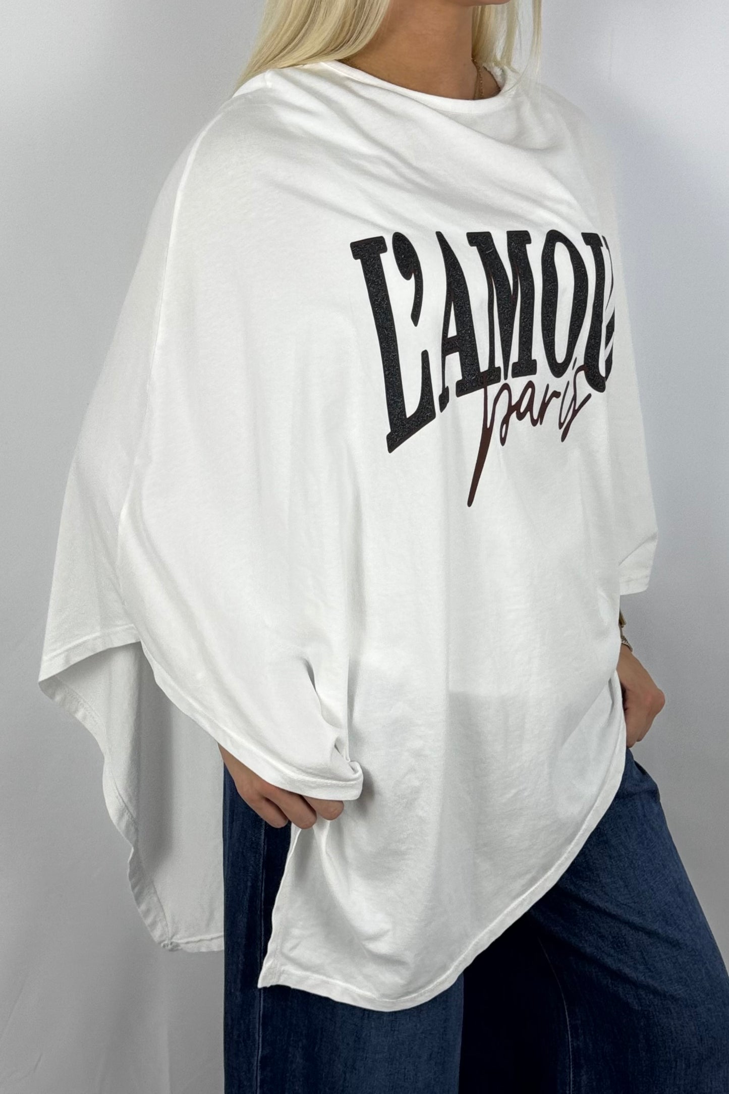 Damen Oversize Shirt „L’AMOUR Paris“-Weiß