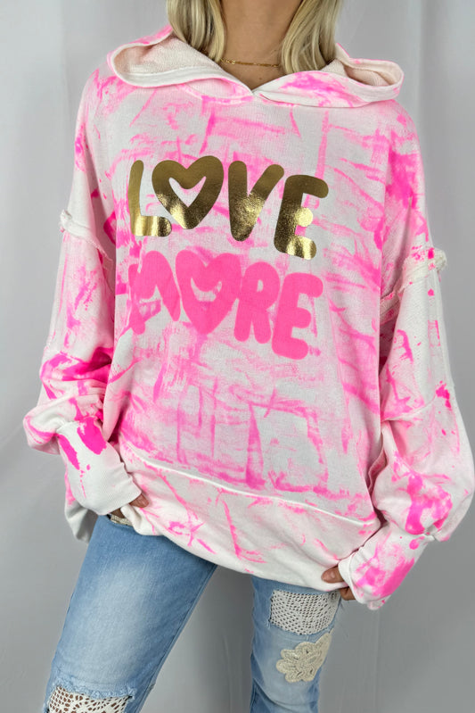 Oversize Pullover „Love More“-Pink