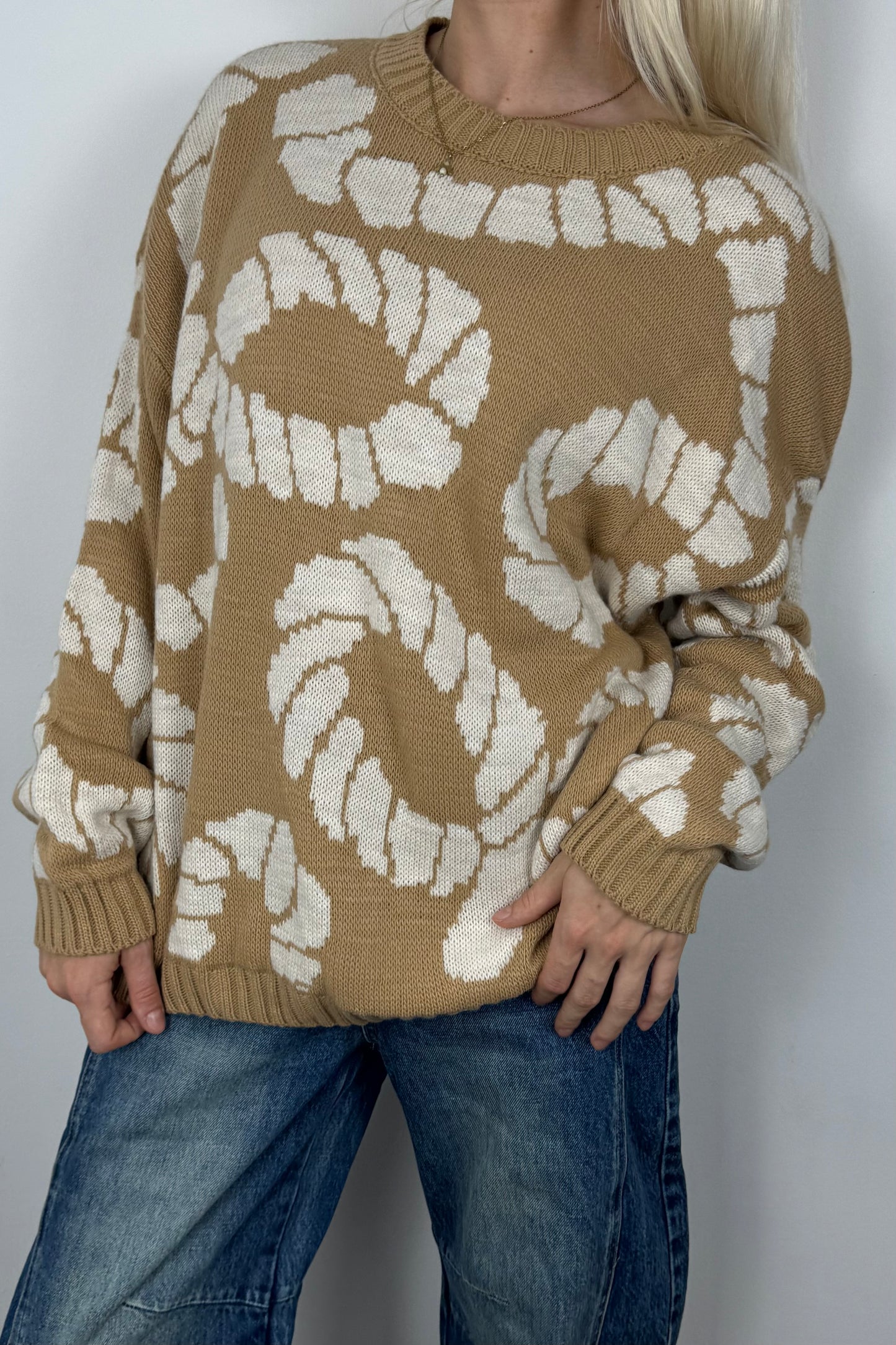 Pullover mit modernem Muster-cammel