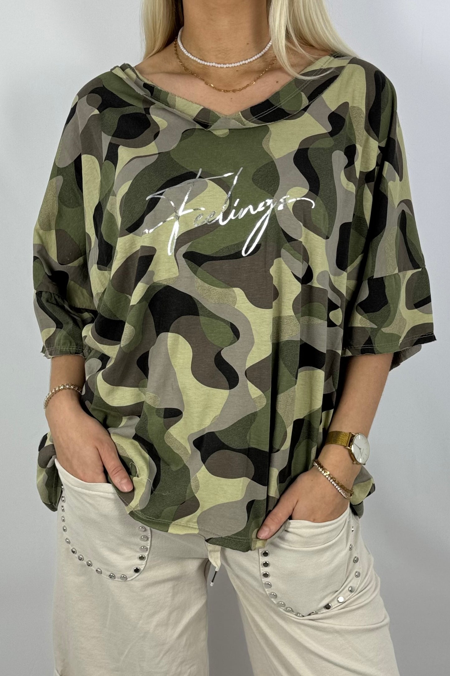 Oversize-Shirt im Camouflage-Look-Mud