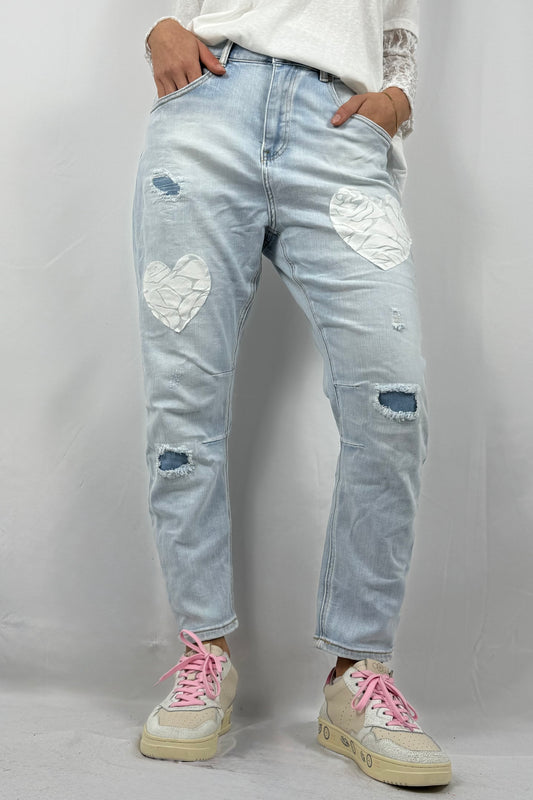 Damen Jeans mit Herz-Detail und Used-Optik