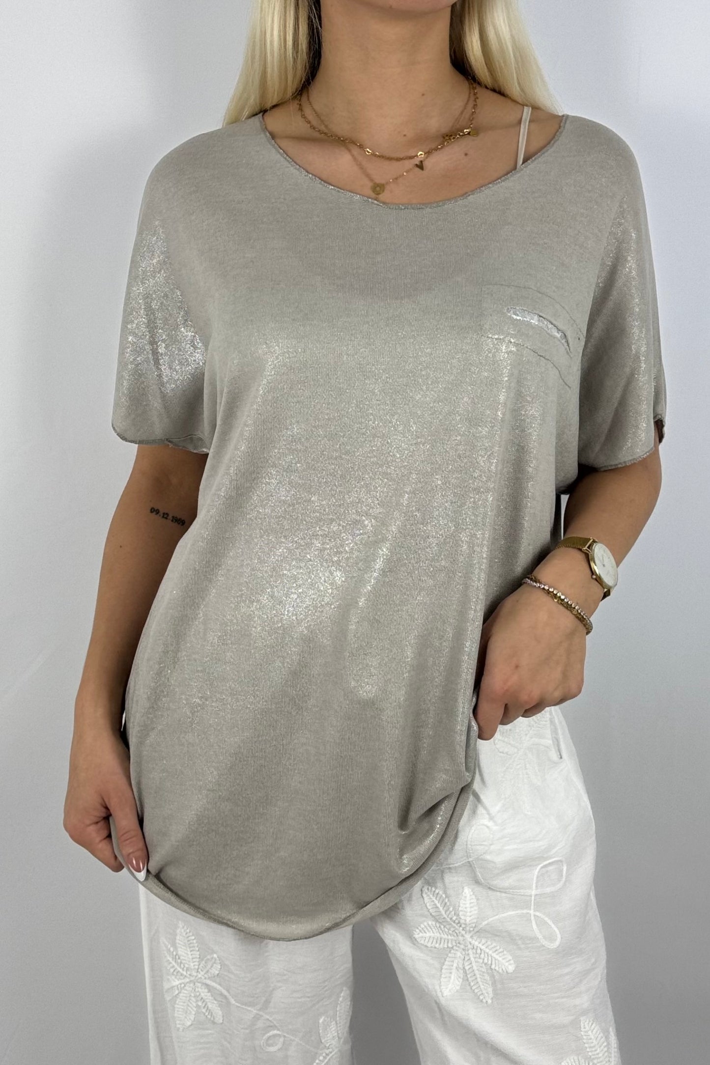Glitzer-Shirt mit Pailletten-Detail – elegant & bequem-Mud