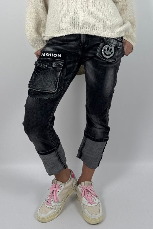 Damen Cargo-Jeans mit Fashion-Details