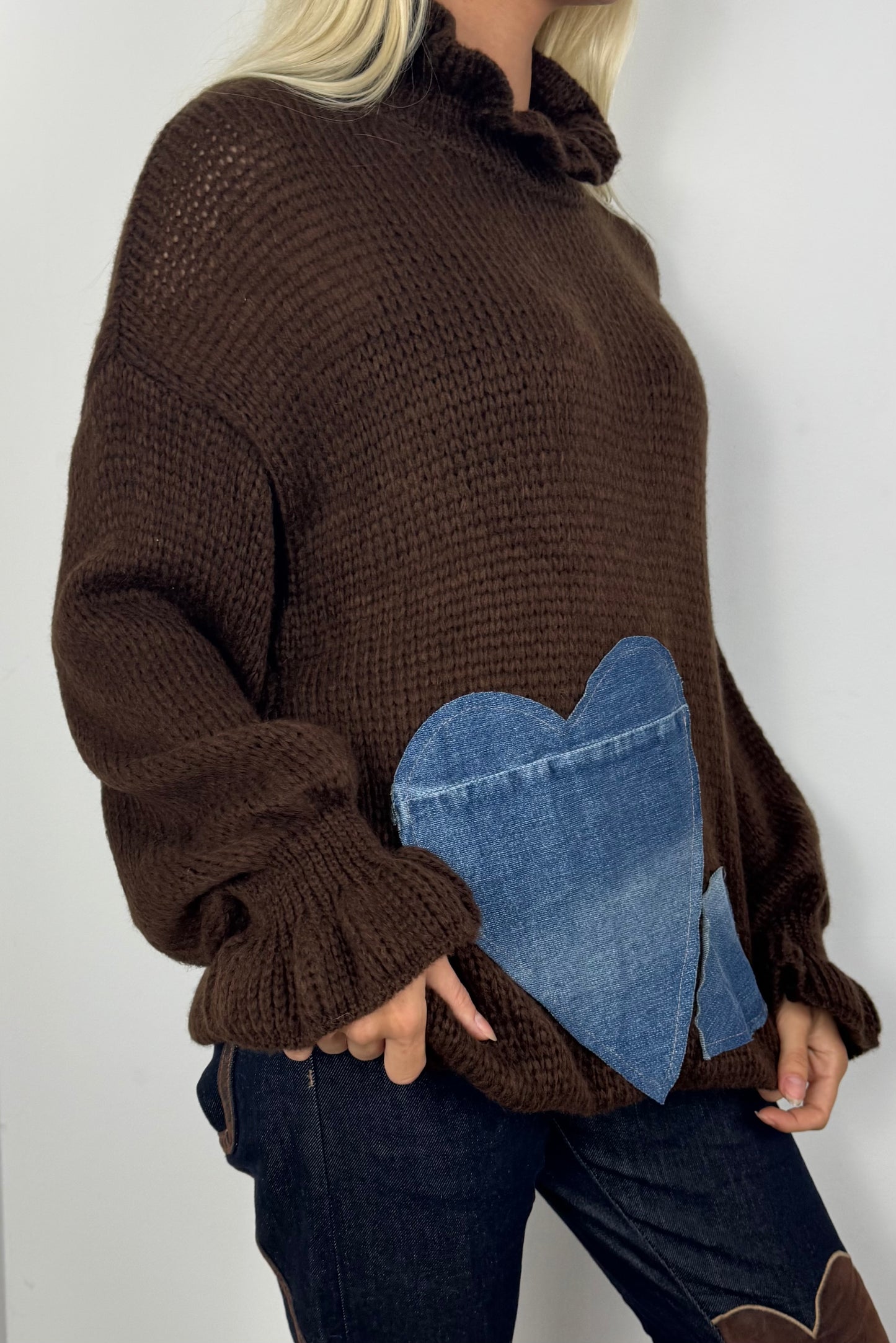 Strickpullover mit Herzmotiv –Choco