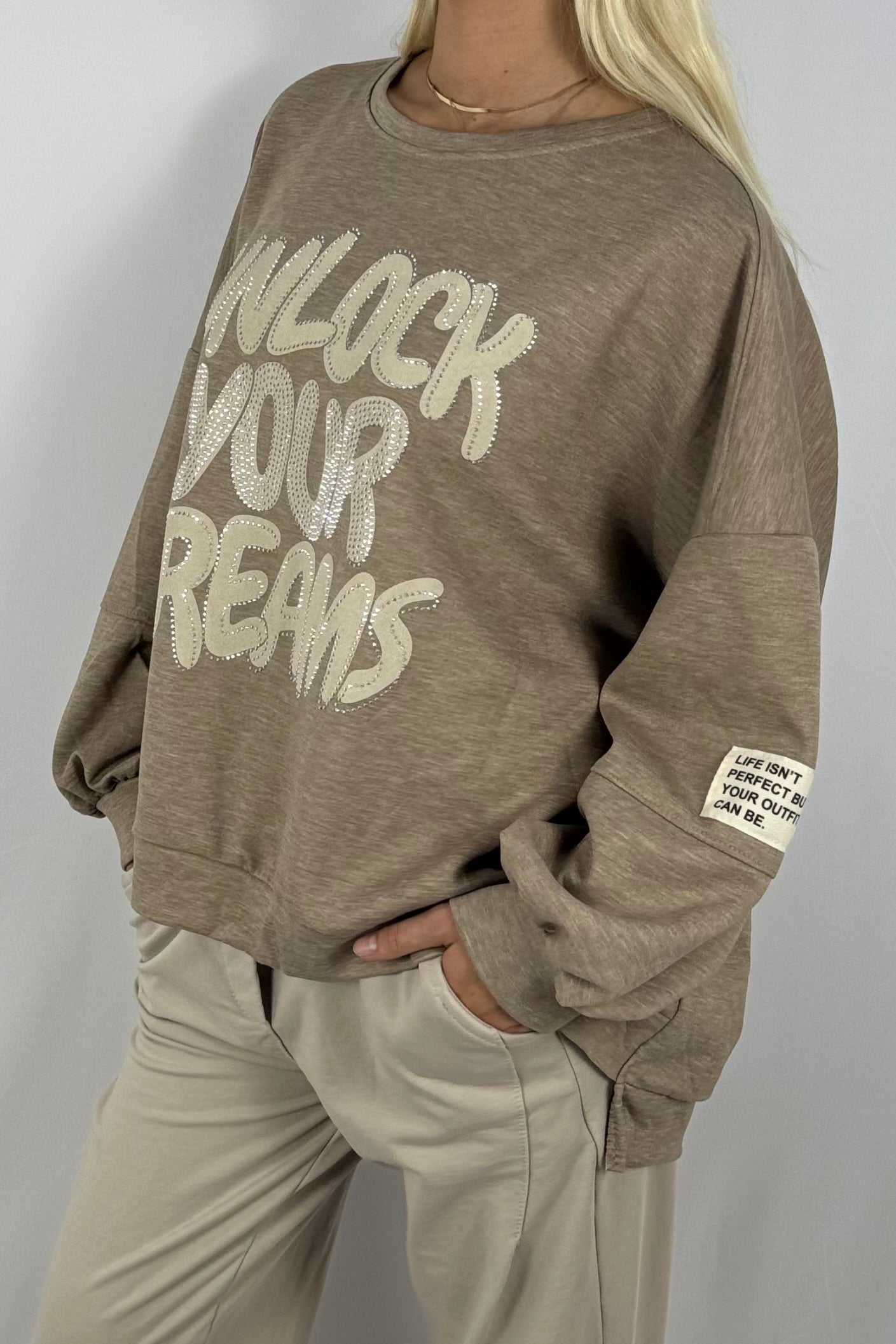 Damen Oversize Sweatshirt – Unlock Your Dreams-Mud
