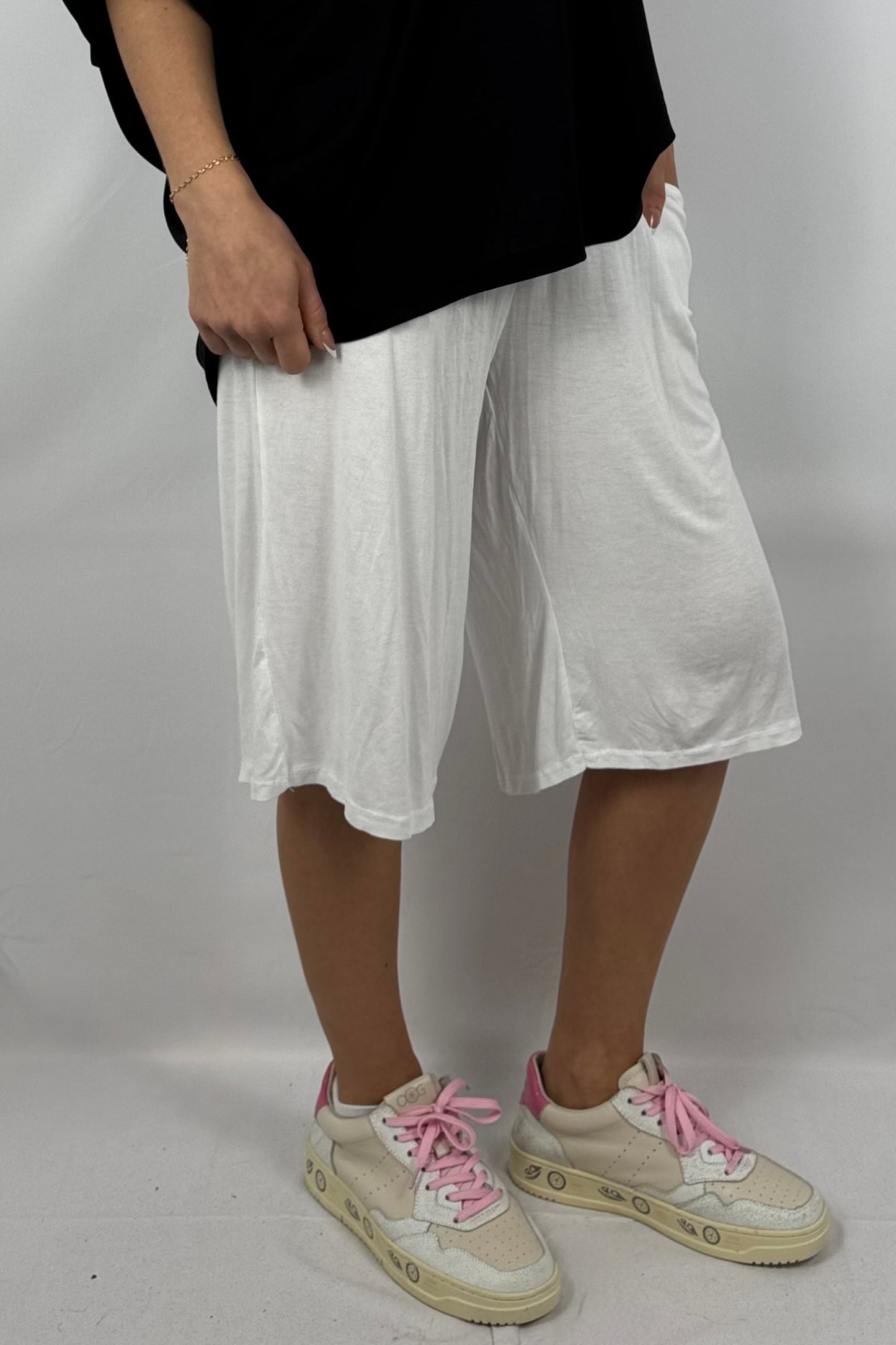 Jersey-Shorts mit Statement-Tasche-Weiß