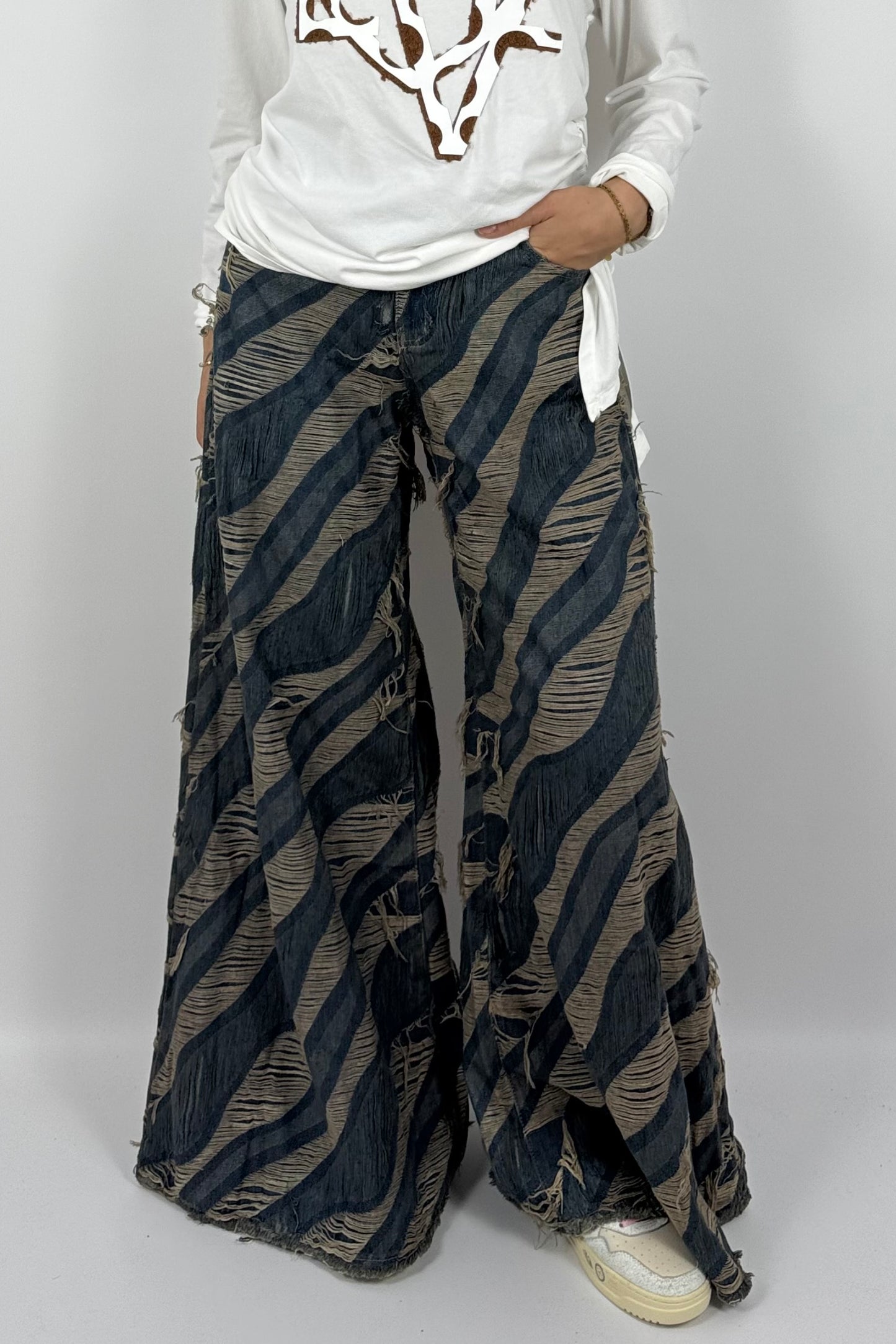 Damen Wide-Leg Jeans im Destroyed-Look – Blau