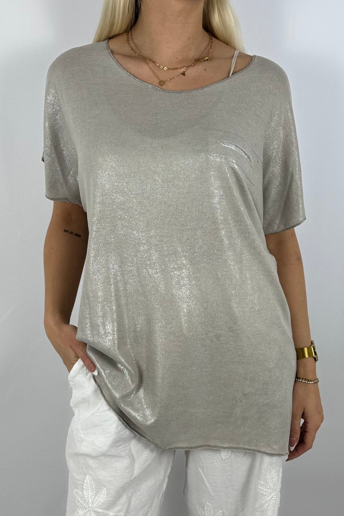 Glitzer-Shirt mit Pailletten-Detail – elegant & bequem-Mud