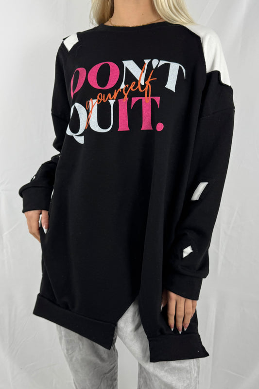 Oversize Sweatshirt mit Statement-Print –Schwarz