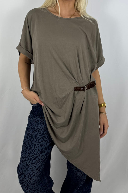Damen Longshirt mit Schnalle – Oversize-Mud