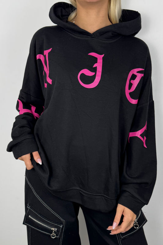 Oversize Hoodie „ENJOY“ –Schwarz