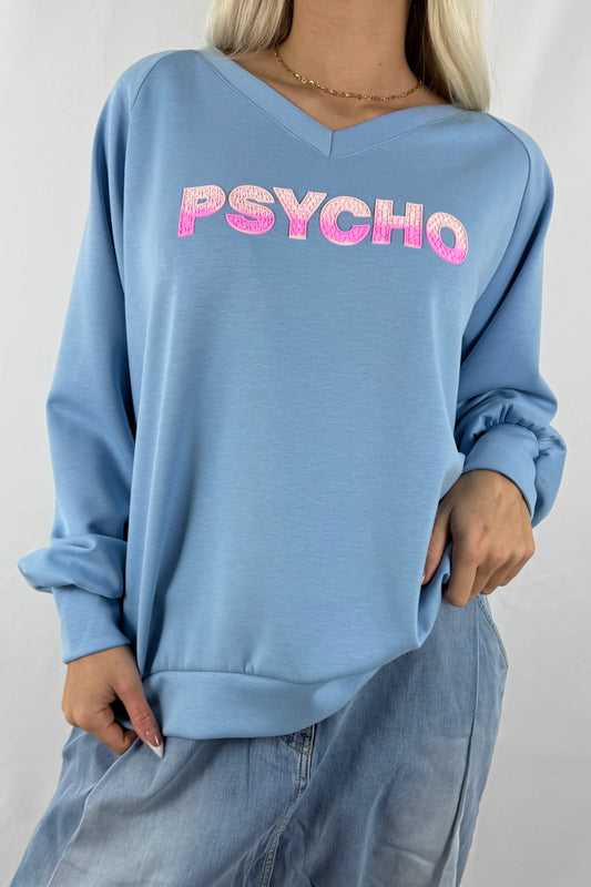 Oversize Sweatshirt mit Statement-Print –Hell Blau