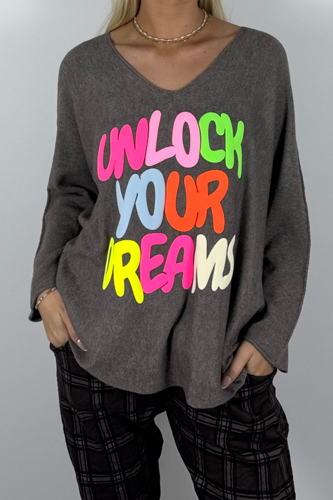 Damen Oversize-Sweatshirt mit Statement-Print-Mud