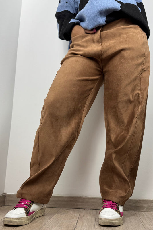 Soft Touch Hose mit Bindegürtel –Cammel