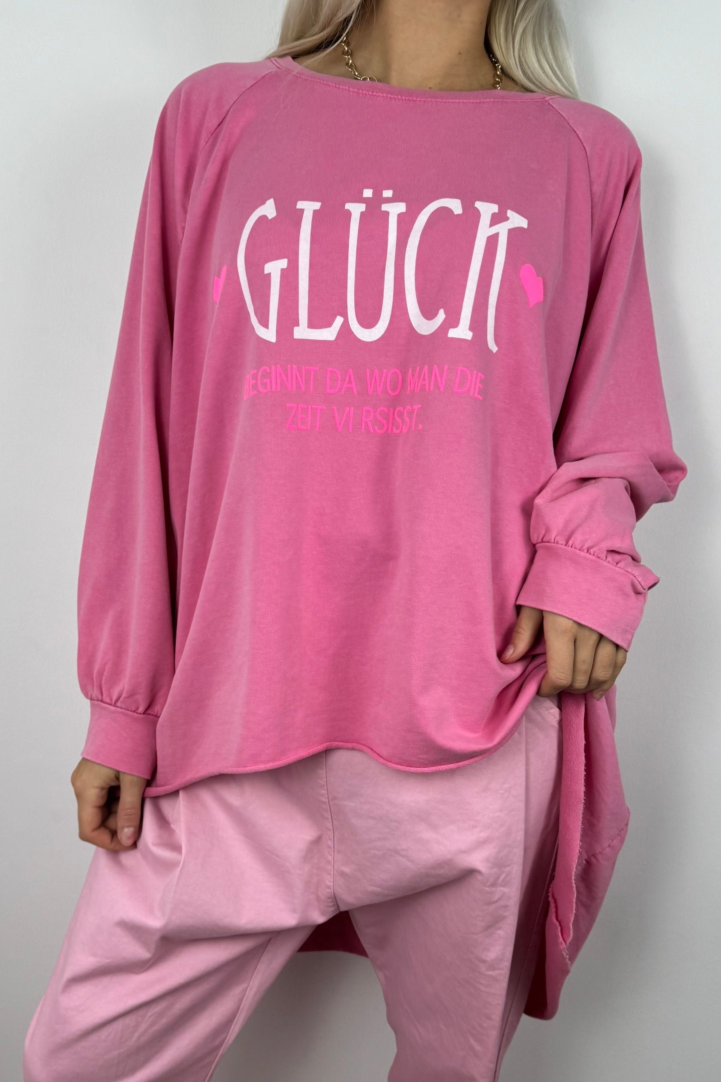 Oversize Shirt „Glück“ –Pink