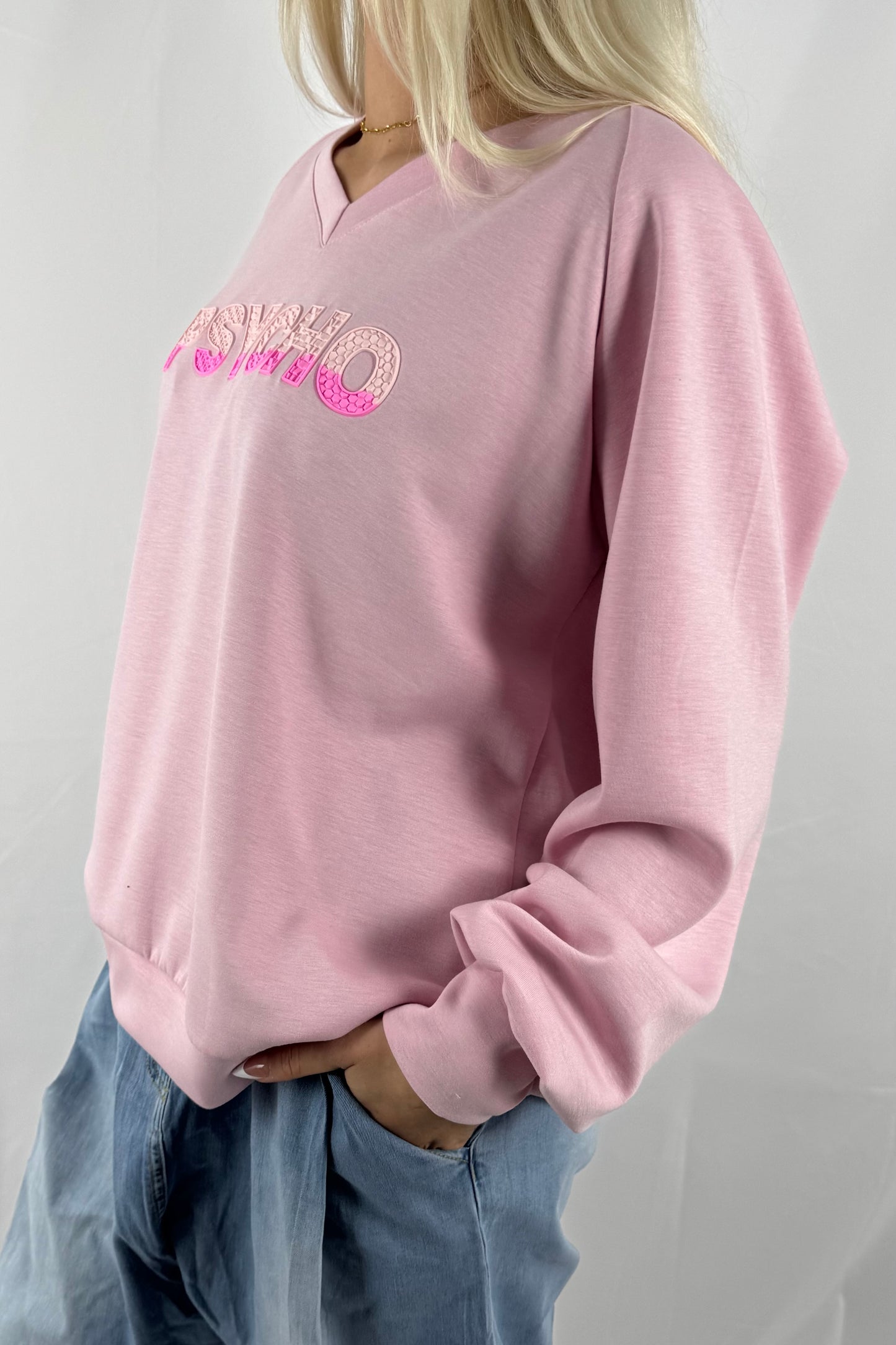 Oversize Sweatshirt mit Statement-Print –Rosa