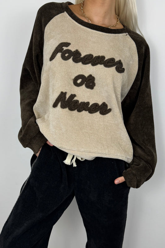 Damen Shirt mit Schriftzug und bequemem Schnitt-Choco